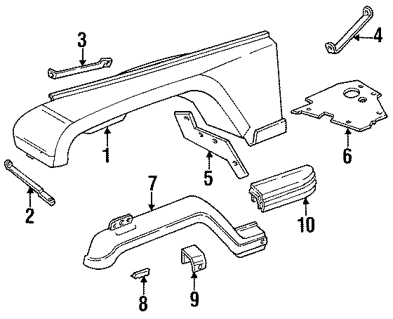 Diagram EXTERIOR TRIM. FENDER & COMPONENTS. for your 2000 Jeep Wrangler   