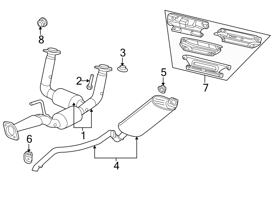 Diagram EXHAUST SYSTEM. EXHAUST COMPONENTS. for your 2004 Chrysler Town & Country   