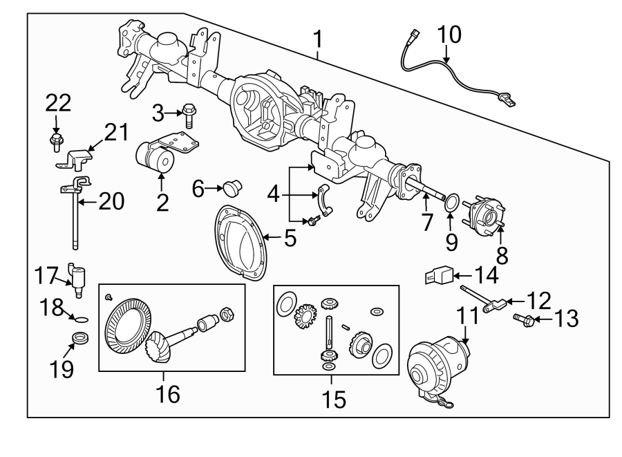 18Rear suspension. Axle & differential.https://images.simplepart.com/images/parts/motor/fullsize/WE06655.png