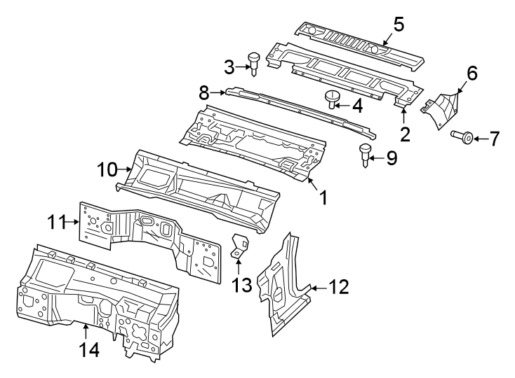 Diagram CAB. COWL. for your 2023 Dodge Challenger SRT Hellcat Redeye Widebody Jailbreak Coupe  