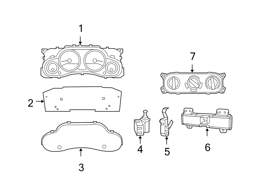 Diagram INSTRUMENT PANEL. CLUSTER & SWITCHES. for your Dodge Ram 1500 Van  