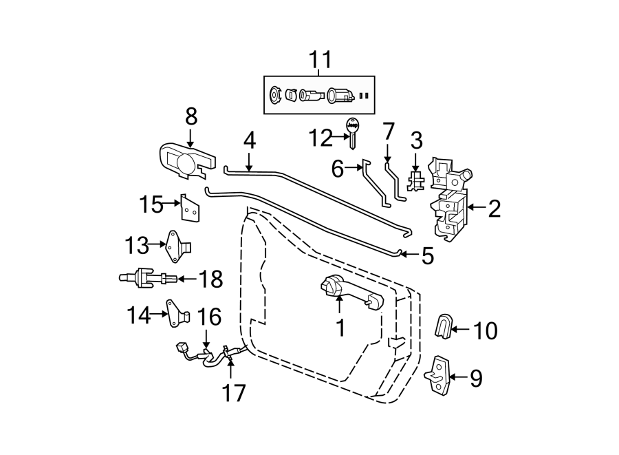 FRONT DOOR. LOCK & HARDWARE. Diagram