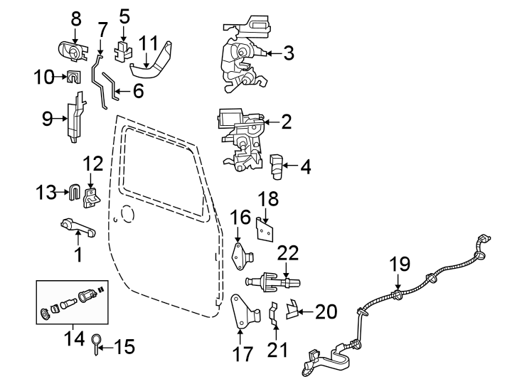 Diagram FRONT DOOR. LOCK & HARDWARE. for your Eagle