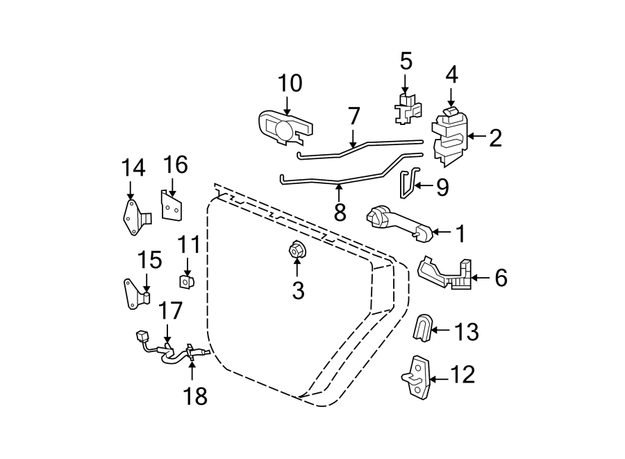 REAR DOOR. LOCK & HARDWARE. Diagram