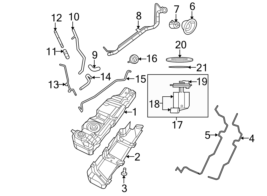 Diagram FUEL SYSTEM COMPONENTS. for your 2018 Ram 1500  Sport Standard Cab Pickup Fleetside 