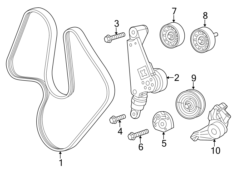 Diagram BELTS & PULLEYS. for your 2010 Jeep Wrangler   