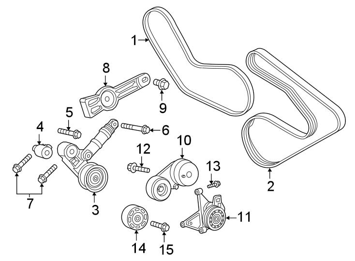 Diagram Belts & pulleys. for your 2021 Jeep Wrangler   