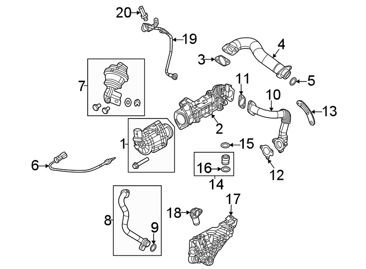 Diagram Emission system. Emission components. for your 2020 Jeep Cherokee   