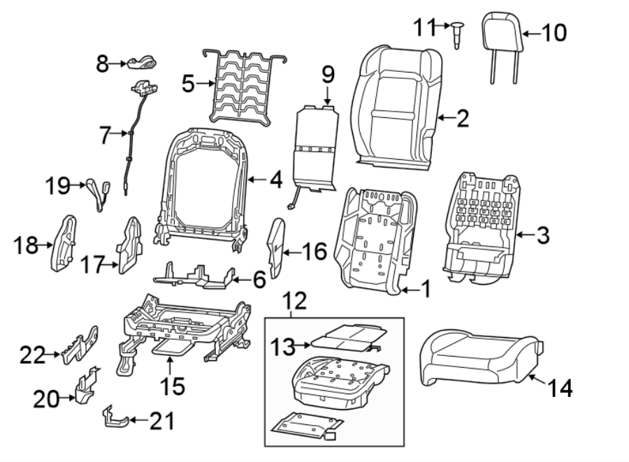 19Seats & tracks. Front seat components.https://images.simplepart.com/images/parts/motor/fullsize/WJ18495.png