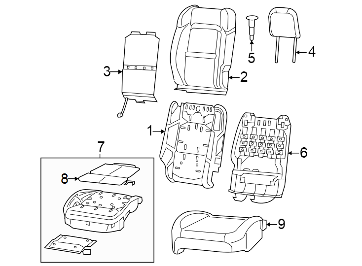 7Seats & tracks. Driver seat components.https://images.simplepart.com/images/parts/motor/fullsize/WJ18501.png