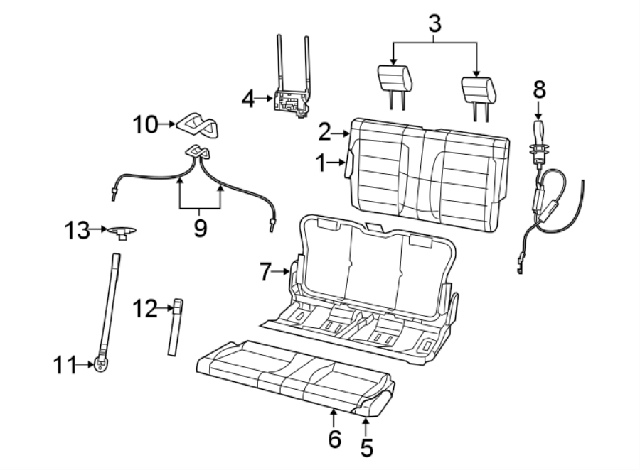 1Air conditioner & heater. Seats & tracks. Rear seat components.https://images.simplepart.com/images/parts/motor/fullsize/WJ18530.png