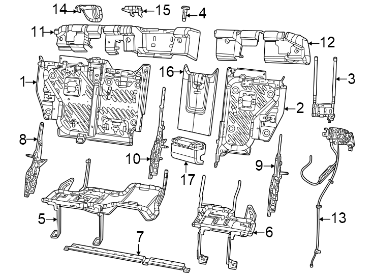 13Seats & tracks. Rear seat components.https://images.simplepart.com/images/parts/motor/fullsize/WJ18537.png