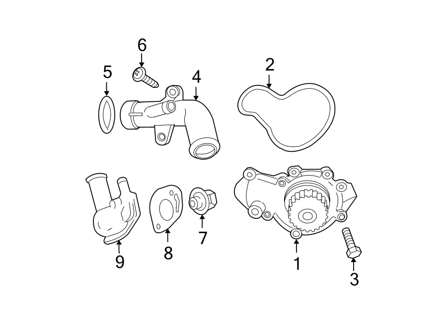 Diagram WATER PUMP. for your 2009 Jeep Wrangler   