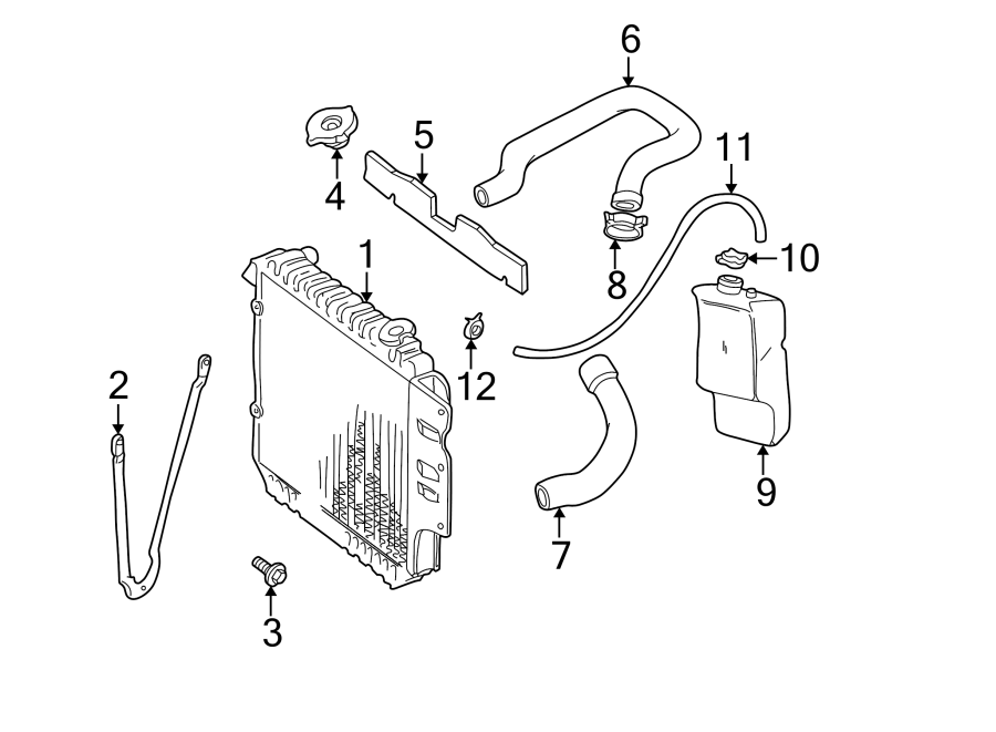 Diagram RADIATOR & COMPONENTS. for your 1997 Jeep Wrangler   