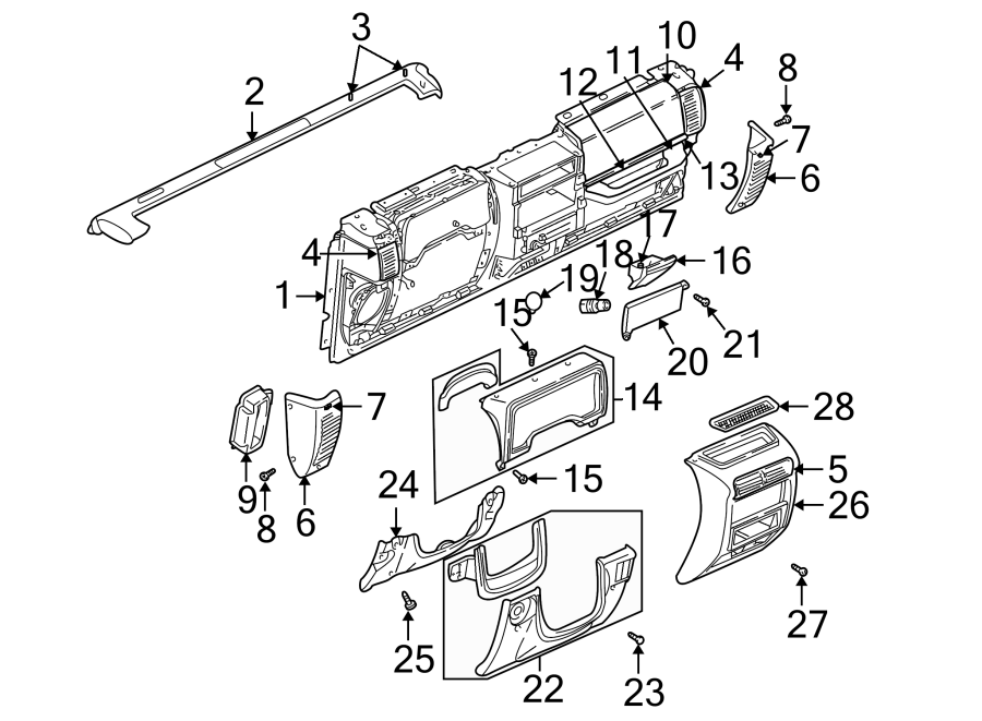 Diagram INSTRUMENT PANEL. for your Jeep Wrangler  