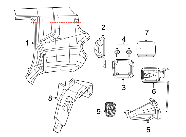 9QUARTER PANEL & COMPONENTS.https://images.simplepart.com/images/parts/motor/fullsize/WK15540.png