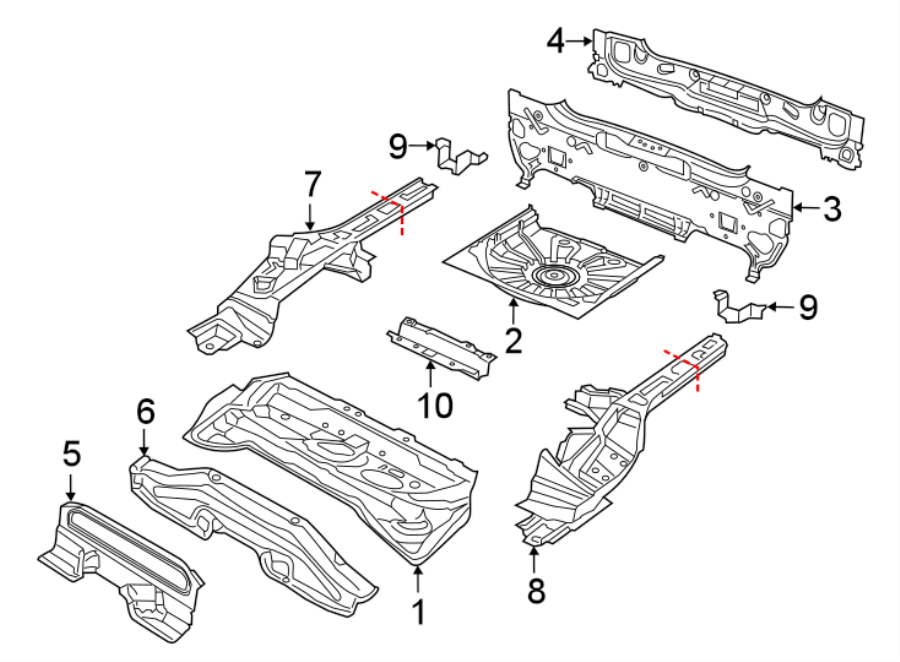 Diagram REAR BODY & FLOOR. FLOOR & RAILS. for your Jeep Renegade  