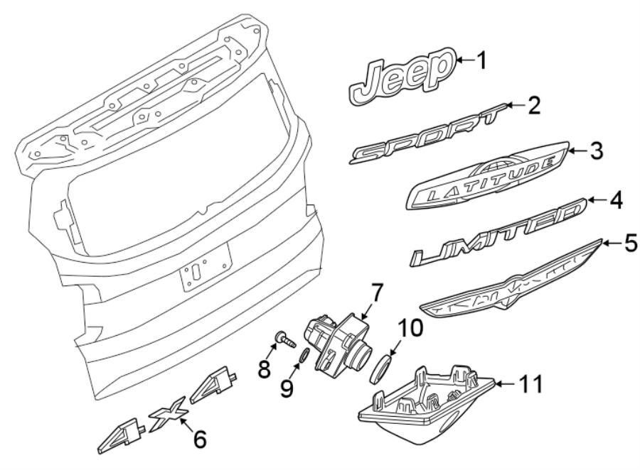 Diagram LIFT GATE. EXTERIOR TRIM. for your Jeep Renegade  