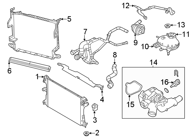 Diagram RADIATOR & COMPONENTS. for your Jeep Renegade  