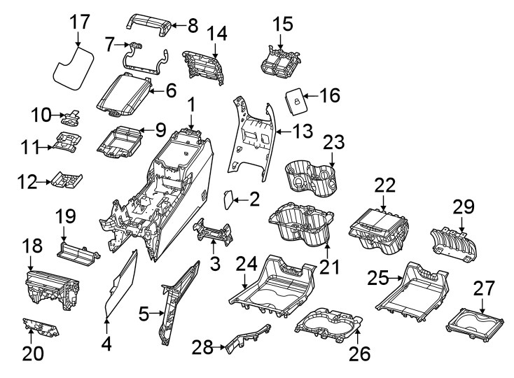 Diagram Front console. for your 2024 Jeep Grand Cherokee L   