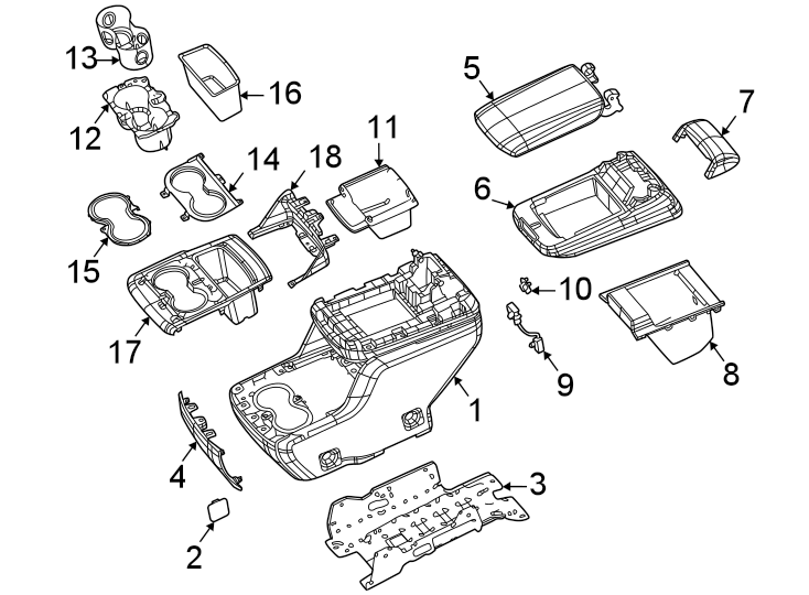 Diagram Rear console. for your 2022 Jeep Grand Cherokee L   