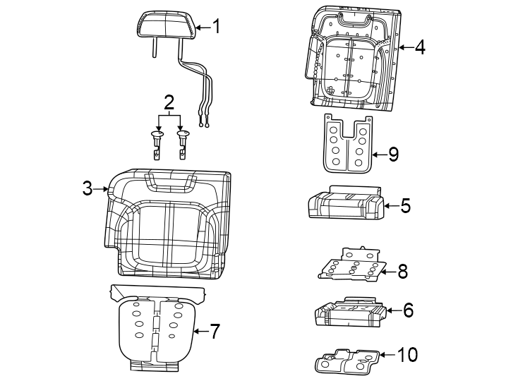 940% side. Cloth. Covers & pads. Leather. Seat back. Seat cushion. W/O vented. W/VENTED.https://images.simplepart.com/images/parts/motor/fullsize/WL21617.png