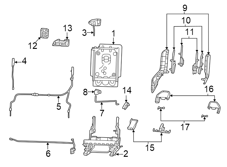 1740% side. Frames & components. Front. Headrest release. Inboard. Inner. Outboard. Outer. Rear. Recliner release. Seat back release.https://images.simplepart.com/images/parts/motor/fullsize/WL21619.png