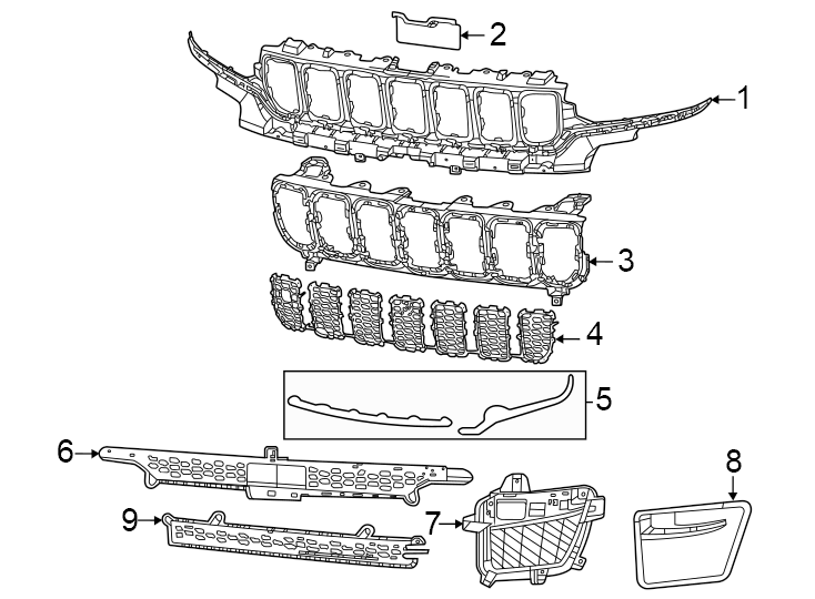 7Front bumper & grille. Grille & components.https://images.simplepart.com/images/parts/motor/fullsize/WL22025.png