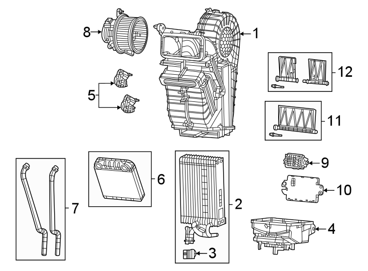 Diagram Air conditioner & heater. Rear evaporator. for your 2021 Dodge Charger   