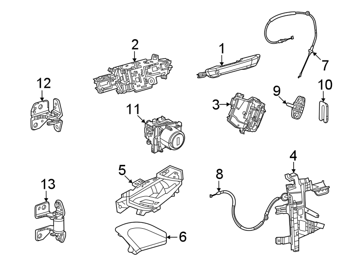 Diagram Front door. Lock & hardware. for your Jeep Grand Wagoneer L  