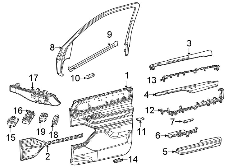 11Front door. Interior trim.https://images.simplepart.com/images/parts/motor/fullsize/WS22730.png