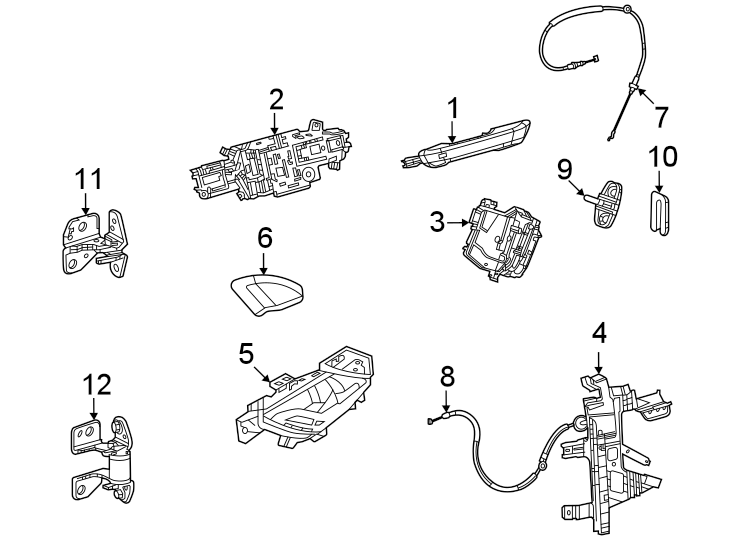 Diagram Rear door. Lock & hardware. for your 2024 Jeep Grand Wagoneer L   