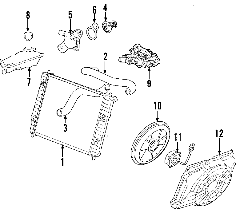 Diagram COOLING SYSTEM. COOLING FAN. RADIATOR. WATER PUMP. for your Chevrolet