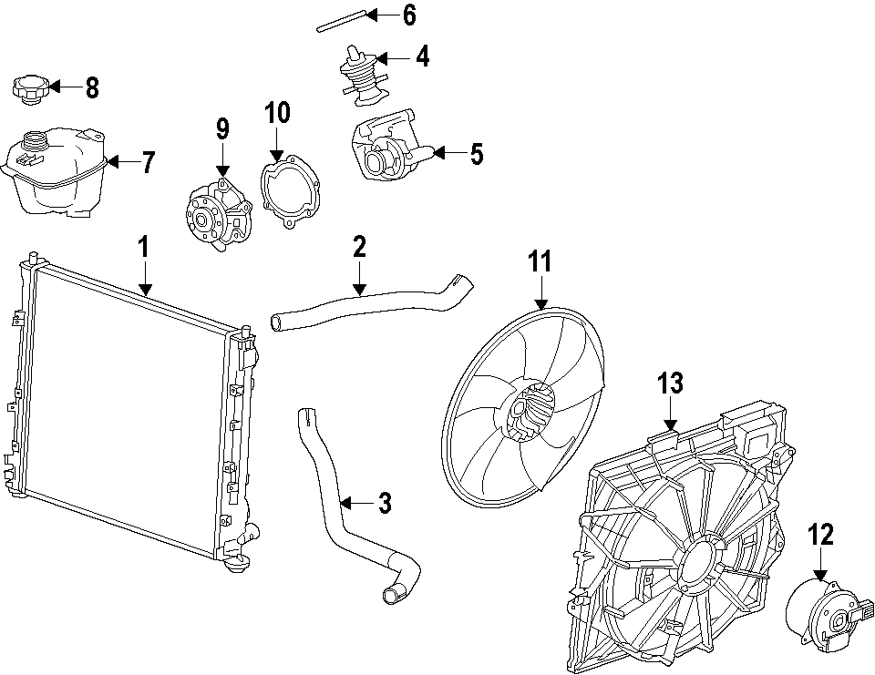 Diagram COOLING SYSTEM. COOLING FAN. RADIATOR. WATER PUMP. for your 2010 Chevrolet Suburban 1500   