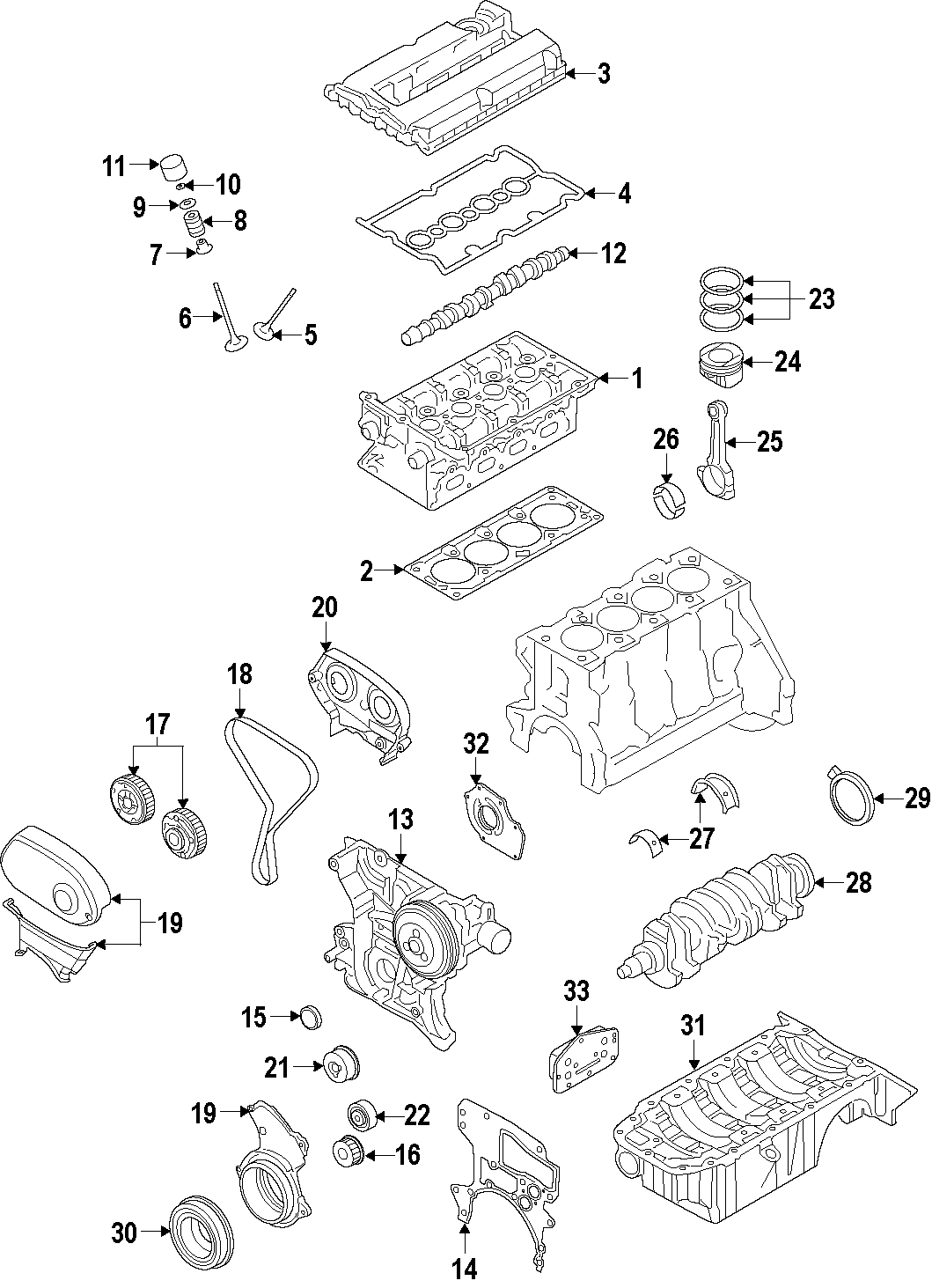 Diagram CAMSHAFT & TIMING. CRANKSHAFT & BEARINGS. CYLINDER HEAD & VALVES. LUBRICATION. MOUNTS. PISTONS. RINGS & BEARINGS. for your 2020 Chevrolet Spark  ACTIV Hatchback 