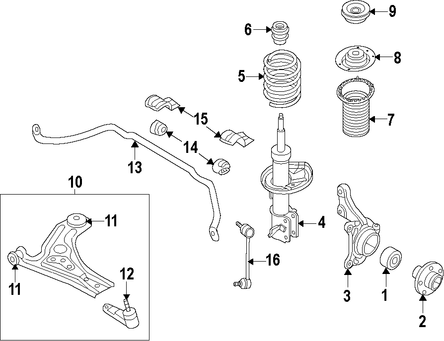 Diagram FRONT SUSPENSION. LOWER CONTROL ARM. STABILIZER BAR. SUSPENSION COMPONENTS. for your 2002 GMC Sierra 2500 HD 6.0L Vortec V8 M/T 4WD SL Standard Cab Pickup Fleetside 