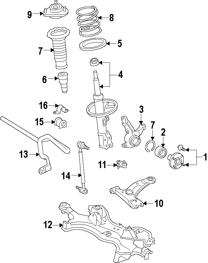 Diagram FRONT SUSPENSION. LOWER CONTROL ARM. STABILIZER BAR. SUSPENSION COMPONENTS. for your 2012 GMC Sierra 2500 HD 6.6L Duramax V8 DIESEL A/T 4WD Denali Crew Cab Pickup Fleetside 