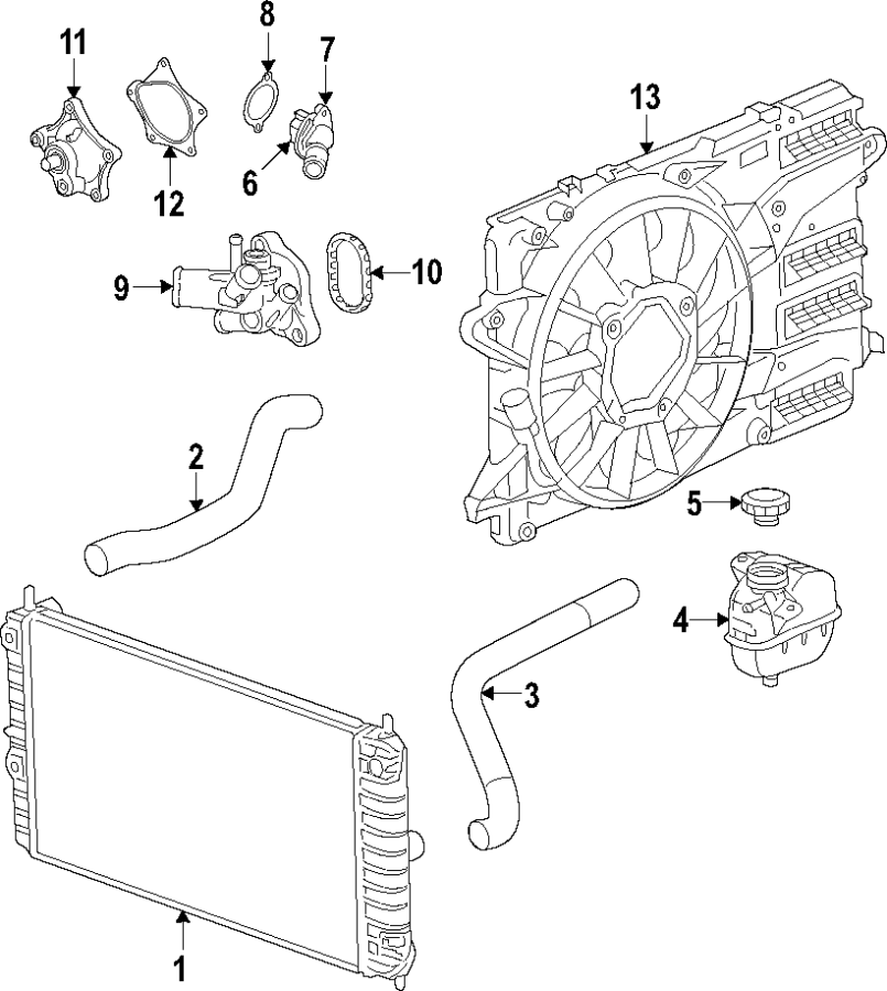 Diagram COOLING SYSTEM. COOLING FAN. RADIATOR. WATER PUMP. for your 2019 Buick Regal Sportback   