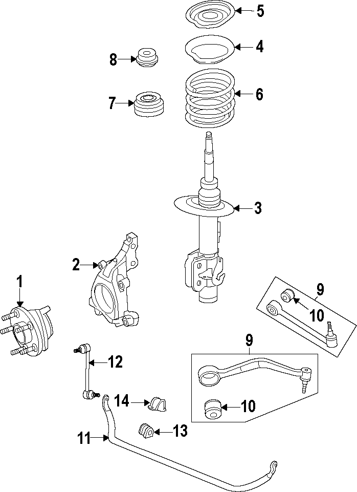 Diagram FRONT SUSPENSION. LOWER CONTROL ARM. STABILIZER BAR. SUSPENSION COMPONENTS. for your 2001 GMC Sierra 2500 HD   