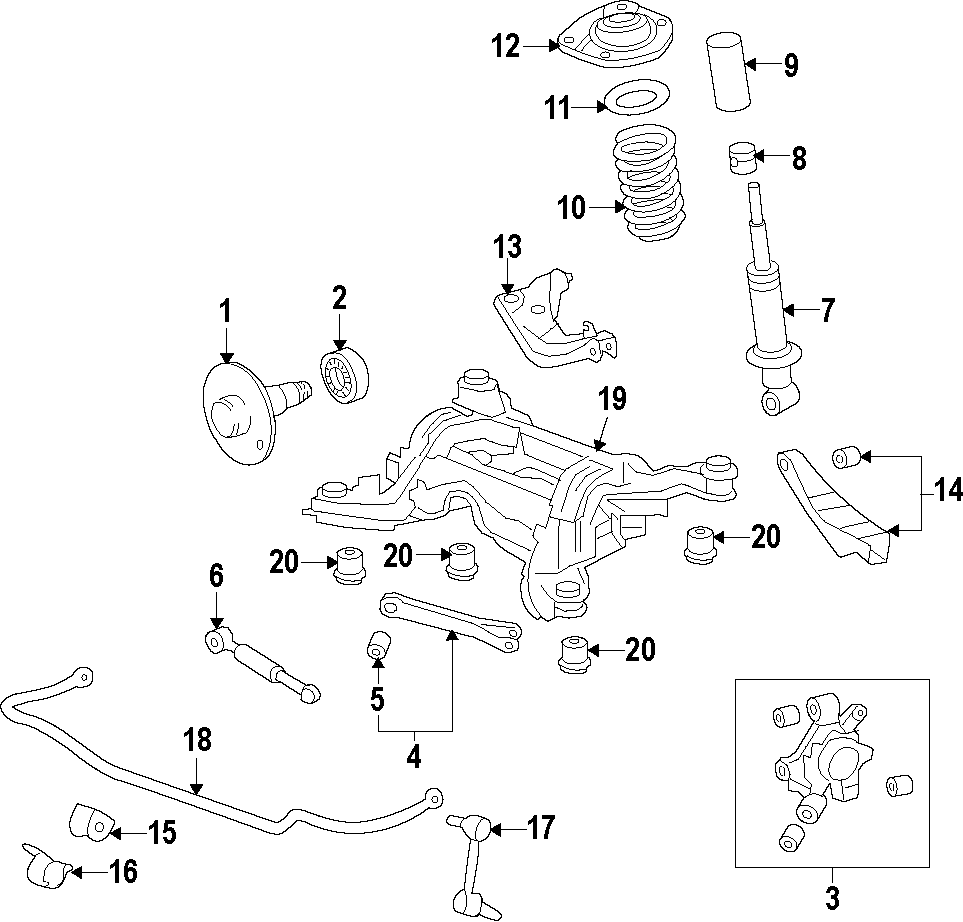 Diagram REAR SUSPENSION. LOWER CONTROL ARM. STABILIZER BAR. SUSPENSION COMPONENTS. UPPER CONTROL ARM. for your 2004 GMC Sierra 2500 HD 6.0L Vortec V8 CNG M/T 4WD SLT Crew Cab Pickup 