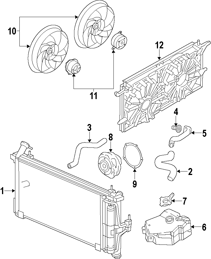 Diagram COOLING SYSTEM. COOLING FAN. RADIATOR. WATER PUMP. for your 1995 Chevrolet K2500  Base Standard Cab Pickup Fleetside 4.3L Chevrolet V6 A/T 