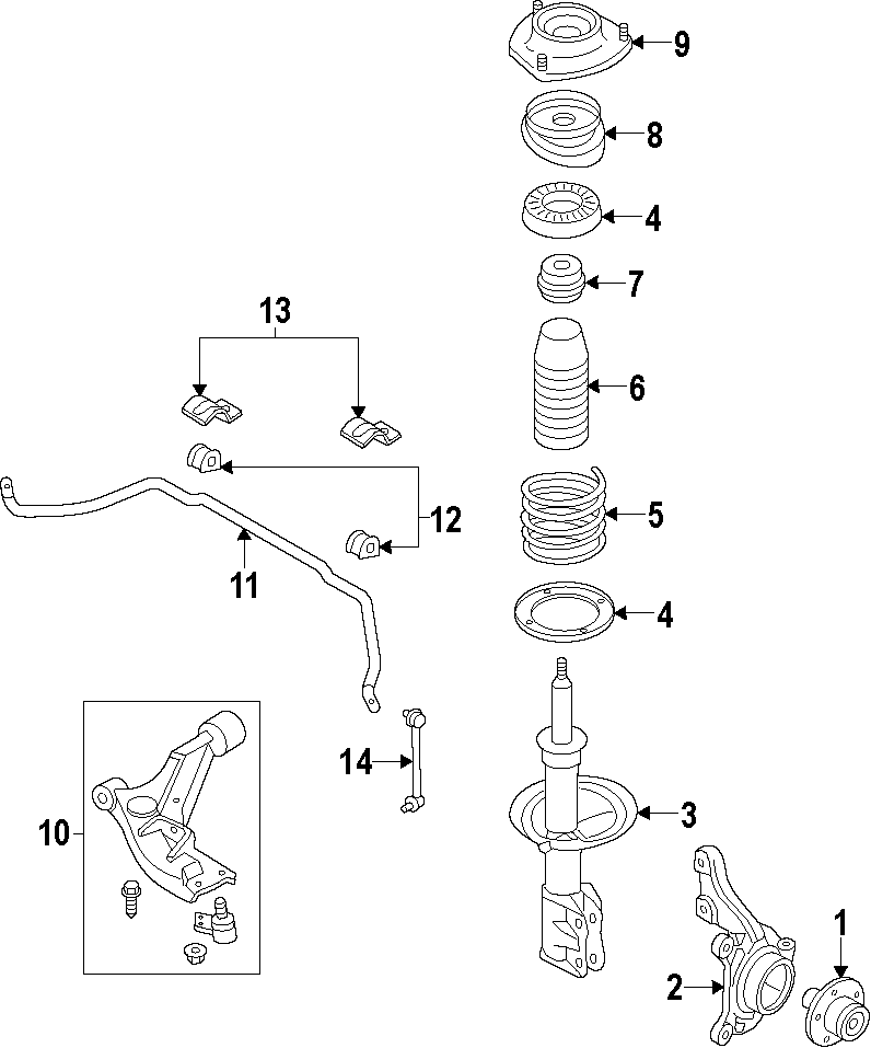 Diagram FRONT SUSPENSION. LOWER CONTROL ARM. STABILIZER BAR. SUSPENSION COMPONENTS. for your 2002 GMC Sierra 2500 HD  Base Standard Cab Pickup Fleetside 