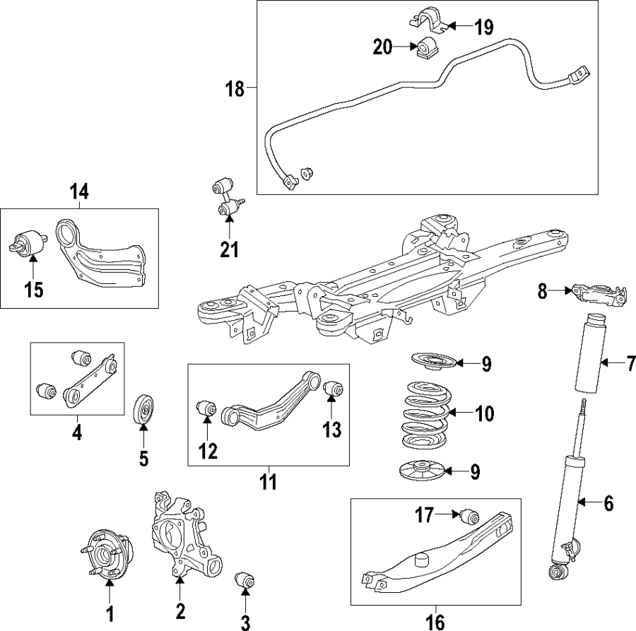 Diagram REAR SUSPENSION. LOWER CONTROL ARM. STABILIZER BAR. SUSPENSION COMPONENTS. UPPER CONTROL ARM. for your 2015 GMC Sierra 2500 HD 6.0L Vortec V8 A/T 4WD SLE Standard Cab Pickup 