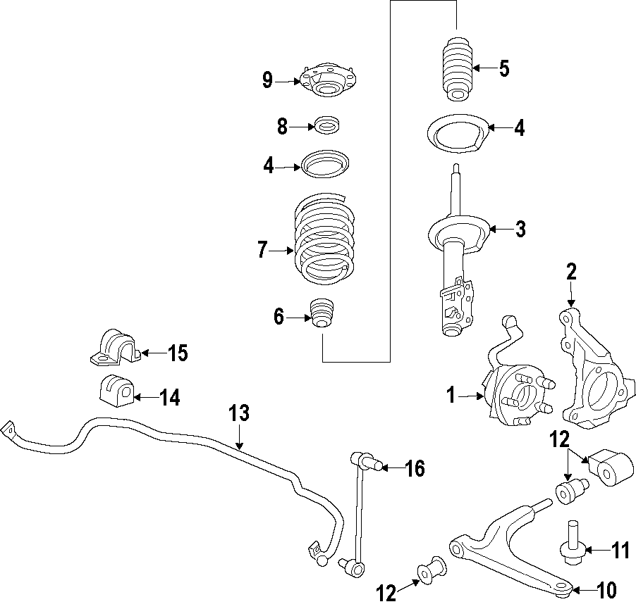 Diagram FRONT SUSPENSION. LOWER CONTROL ARM. STABILIZER BAR. SUSPENSION COMPONENTS. for your 2002 GMC Sierra 2500 HD 6.0L Vortec V8 BI-FUEL A/T RWD Base Standard Cab Pickup Fleetside 