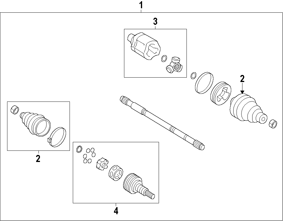 Diagram DRIVE AXLES. AXLE SHAFTS & JOINTS. for your 2012 GMC Sierra 2500 HD 6.6L Duramax V8 DIESEL A/T RWD SLE Crew Cab Pickup Fleetside 