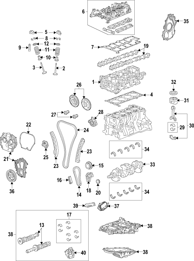 Diagram Camshaft & timing. Crankshaft & bearings. Cylinder head & valves. Lubrication. Mounts. Pistons. Rings & bearings. for your 2024 GMC Sierra 3500 HD SLE Crew Cab Pickup  