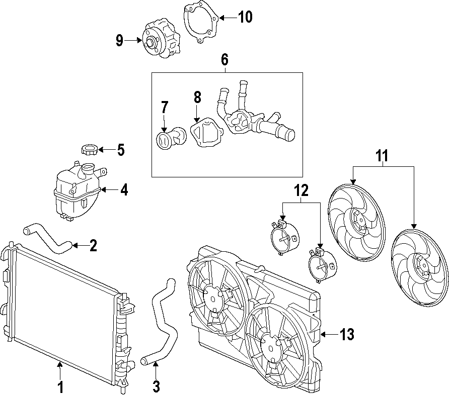 Diagram COOLING SYSTEM. COOLING FAN. RADIATOR. WATER PUMP. for your 2005 Chevrolet Cobalt   