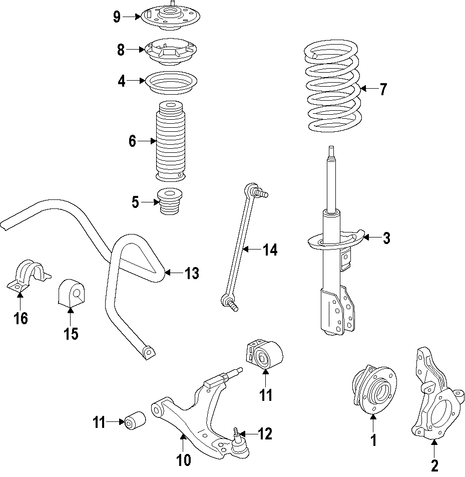 Diagram FRONT SUSPENSION. LOWER CONTROL ARM. STABILIZER BAR. SUSPENSION COMPONENTS. for your 2011 GMC Sierra 2500 HD 6.0L Vortec V8 FLEX A/T RWD WT Standard Cab Pickup Fleetside 