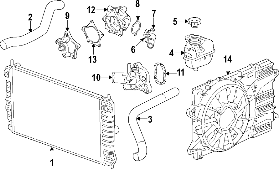 Diagram COOLING SYSTEM. COOLING FAN. RADIATOR. WATER PUMP. for your 2011 Chevrolet Suburban 2500   