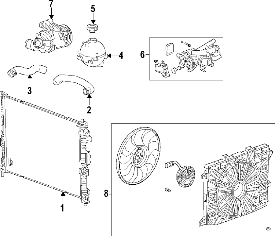 3Cooling system. Cooling fan. Radiator. Water pump.https://images.simplepart.com/images/parts/motor/fullsize/ZD0025.png